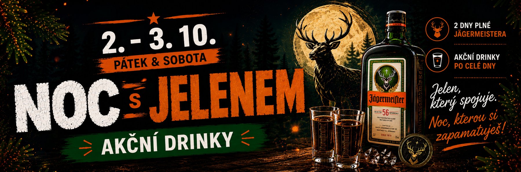 Noc s Jelenem, 2.–3.10.2026, akční drinky